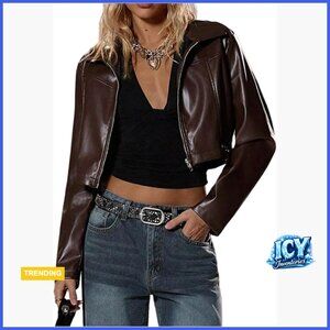Motorcycle Leather Race Car Jacket Cropped Streetwear Lightweight